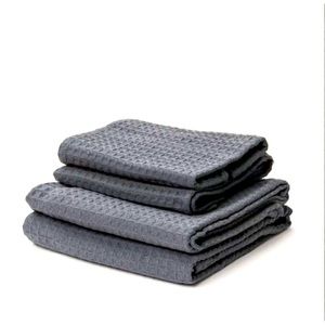 Bathen Waffle Towel Set In Charcoal